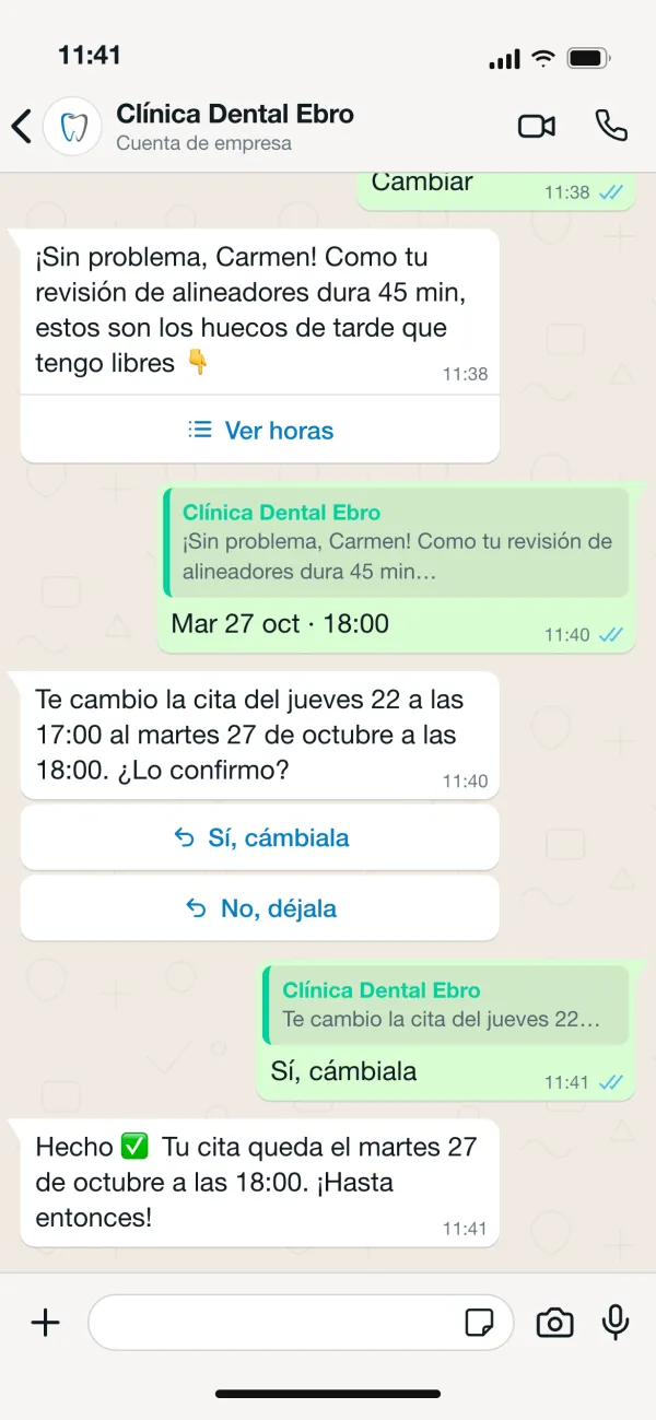 Carmen elige otra hora y el asistente le confirma el cambio