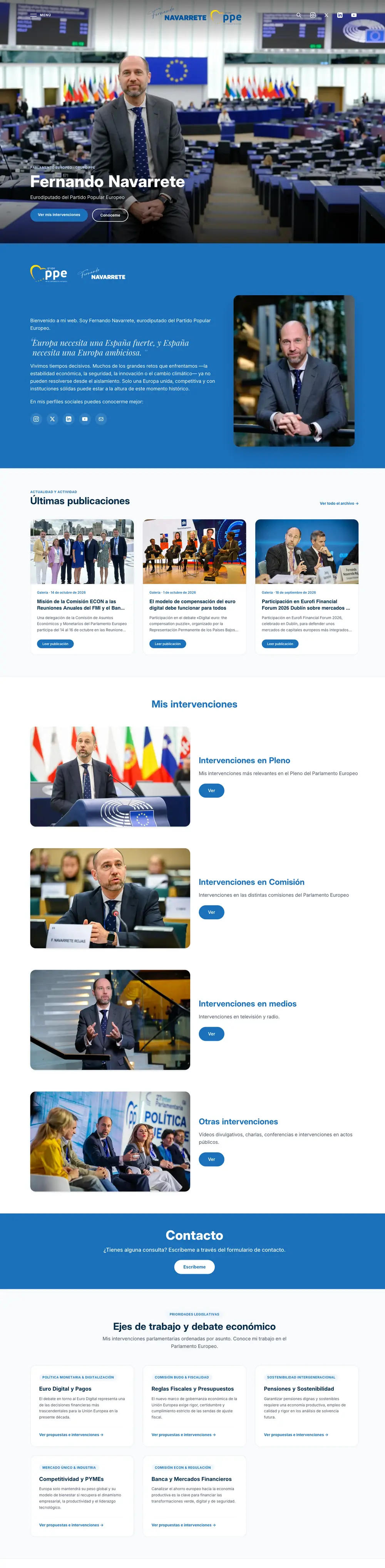 Página de inicio de Fernando Navarrete: presentación y actividad pública