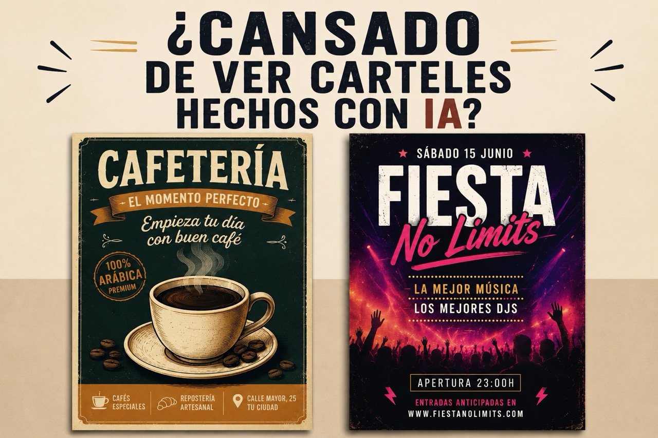 Cartelera y diseños promocionales creados con inteligencia artificial