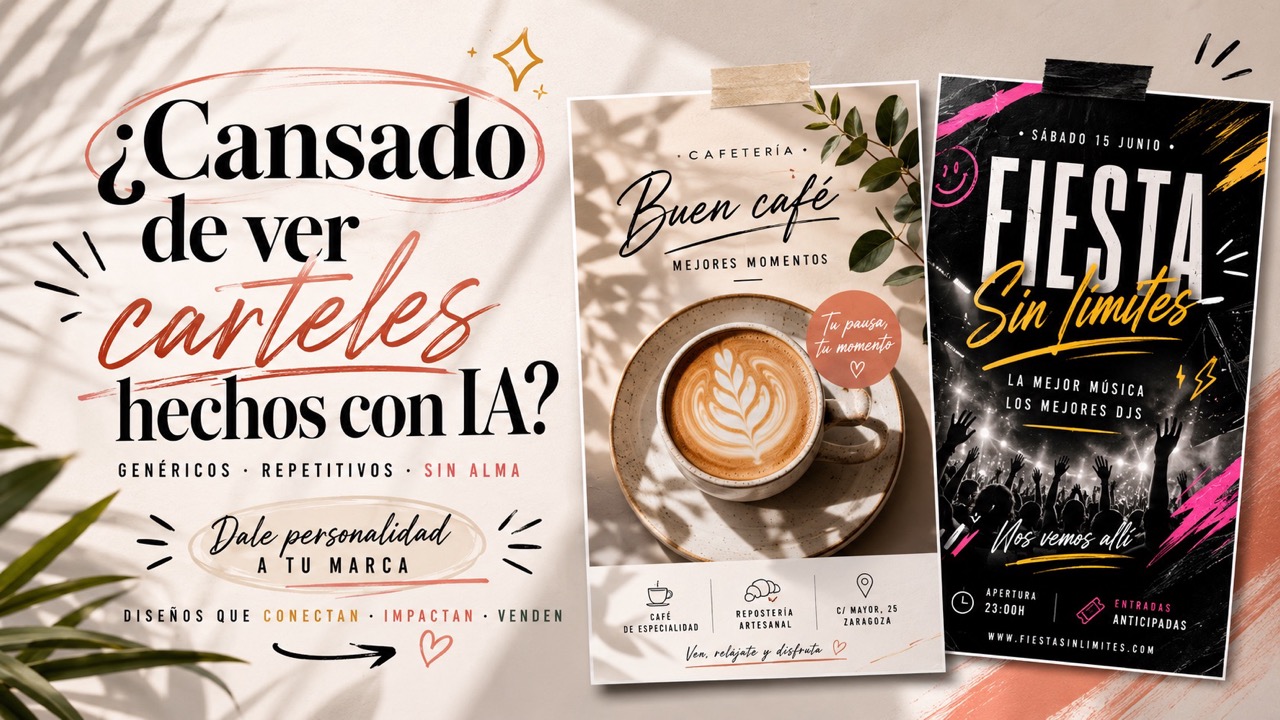 Cartelera y diseños promocionales creados con inteligencia artificial