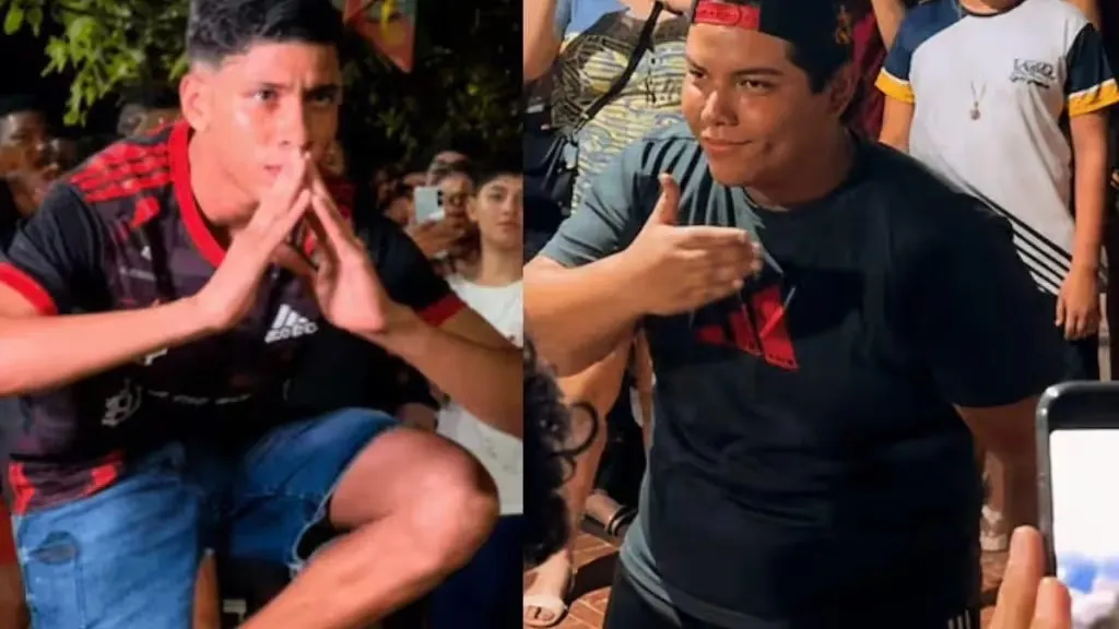 Jóvenes participan en una batalla para farmear aura